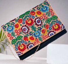 Floral Beaded Cotton Small Sling Bag For Women 